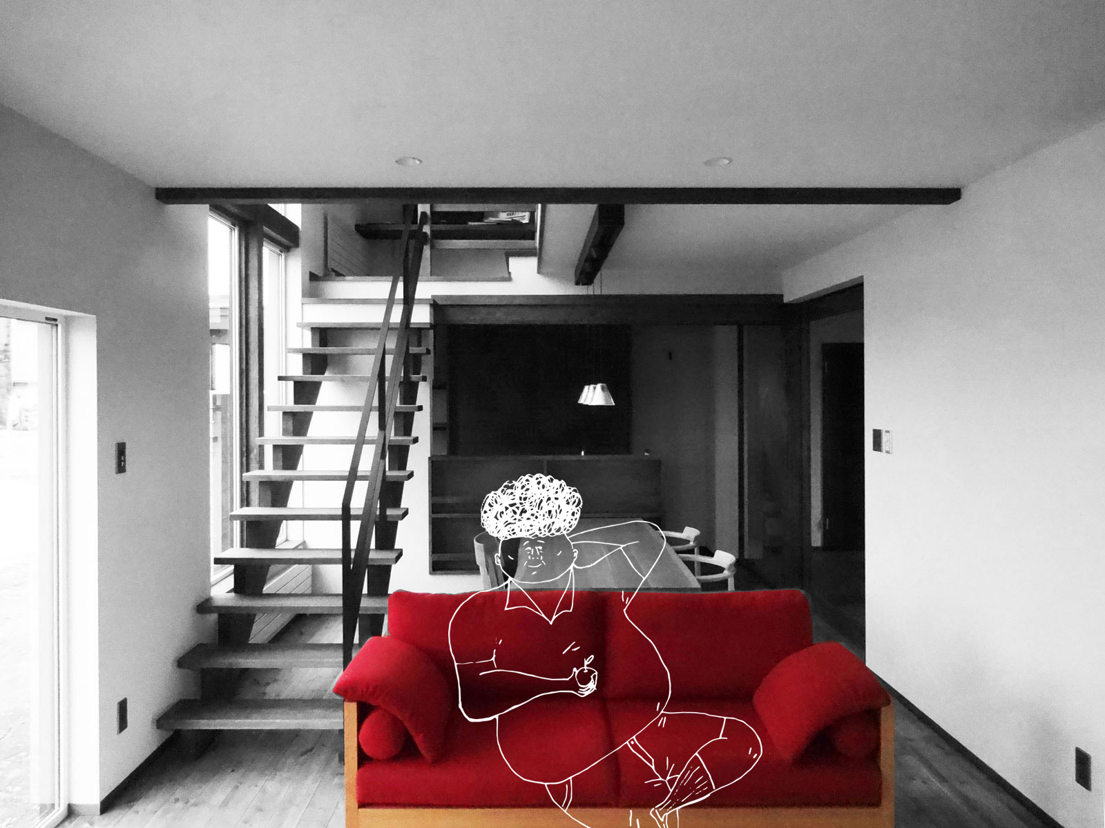 北見市の注文住宅の階段（アートホームの施工事例）