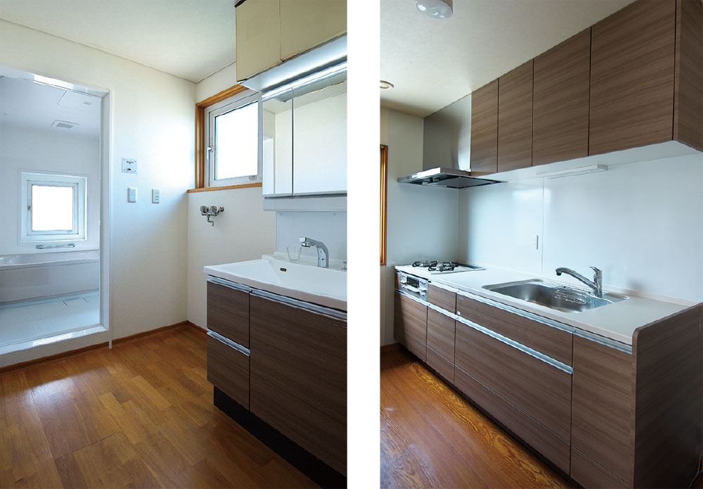 札幌市のリフォーム・リノベーション事例（ユニットバスと洗面化粧台とキッチン）